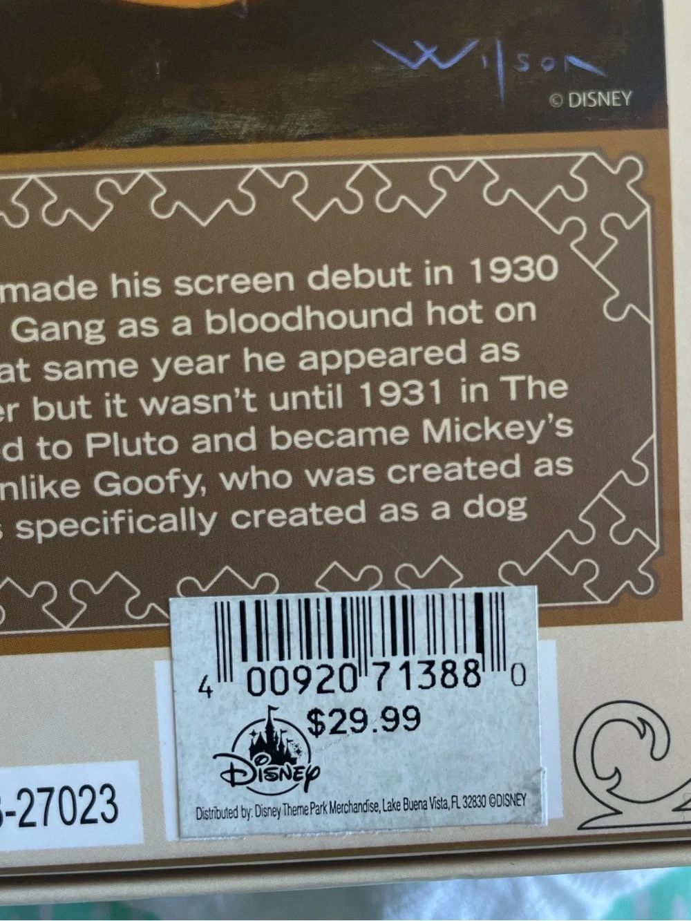 Disney Parks Mickey & Pluto 85th Anniversary Signature Series 1000 Piece Puzzle